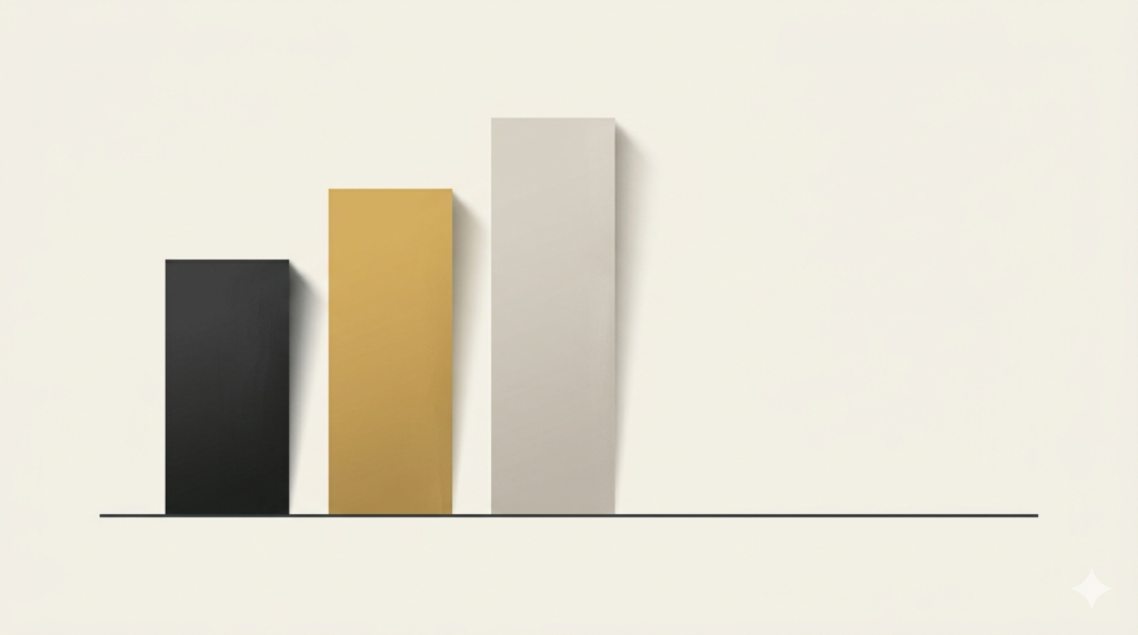 Three folders representing the three tiers of ecommerce PPC providers: in-house, generalist, and specialist, laid out on a desk for comparison