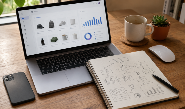 Shopify store dashboard with Google Ads and Merchant Centre setup overlay